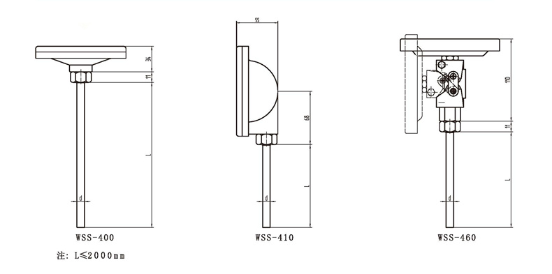 WSS工業(yè)雙金屬溫度計(jì)（通用型無(wú)固定裝置）_http://www.023mdkt.com_雙金屬溫度計(jì)_第3張